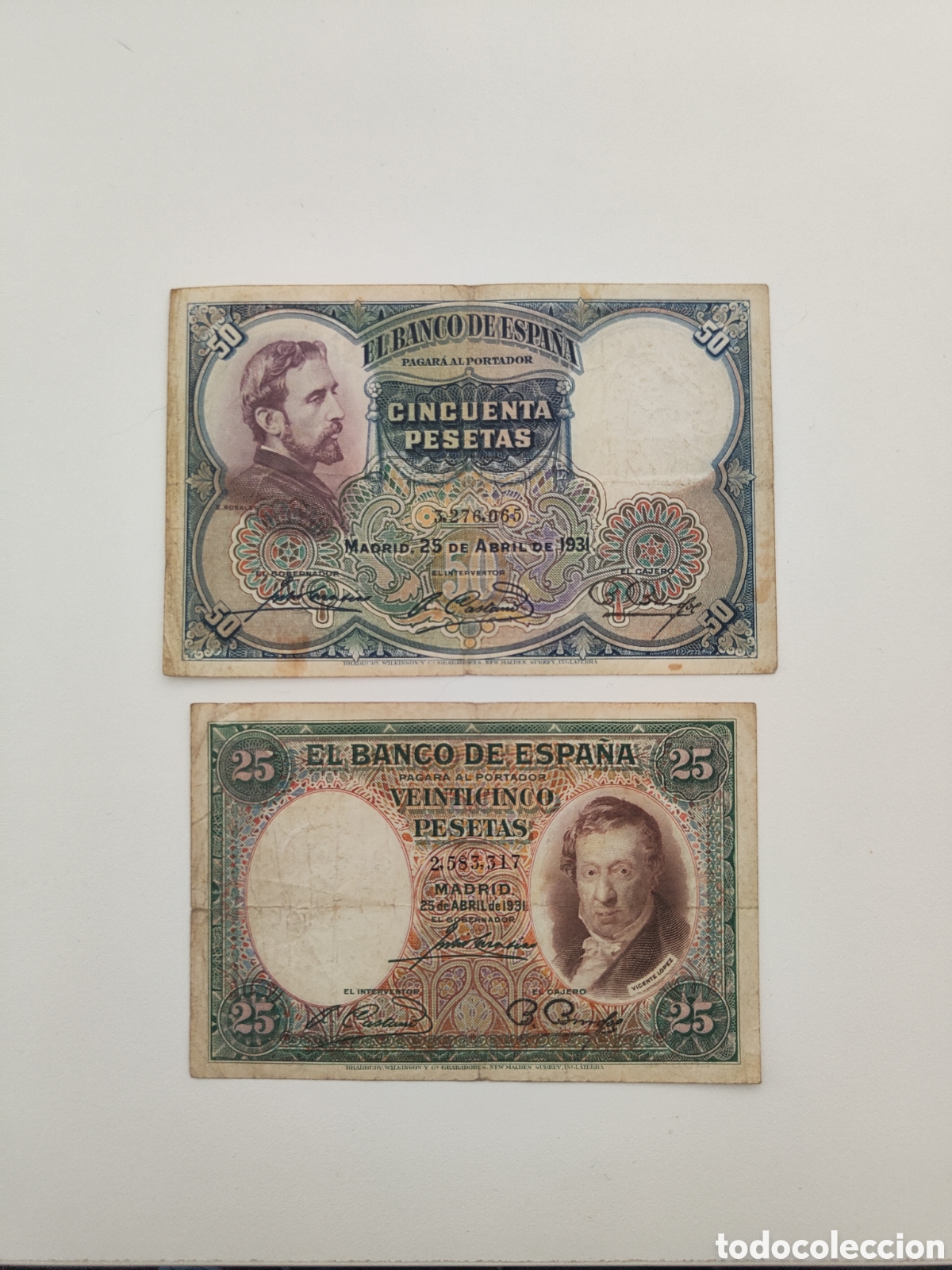 Billetes espa&ntilde;oles: 25 i 50 pesetas 1931 - Foto 1