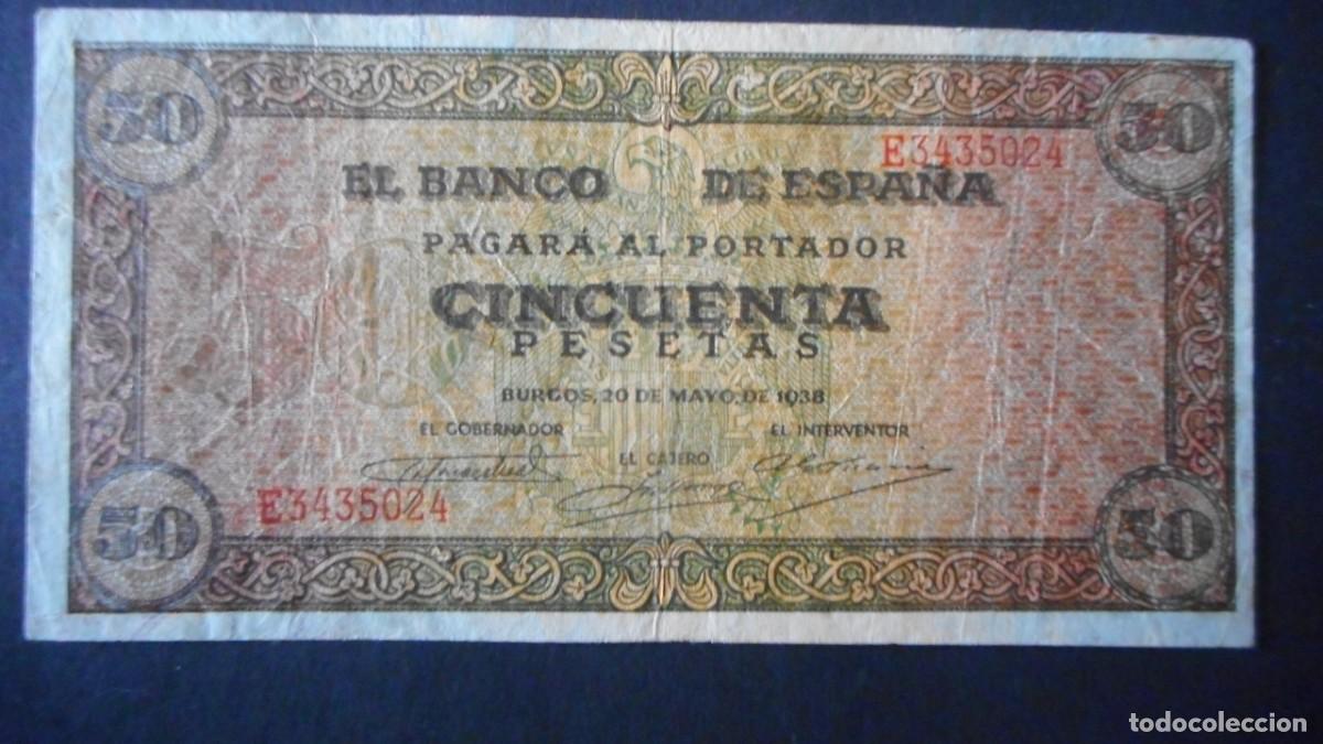 Billetes espa&ntilde;oles: 50 PESETAS 1938 MBC+/ A - Foto 1
