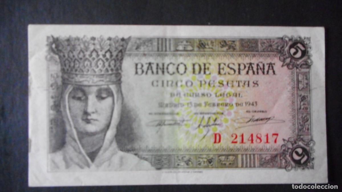 Billetes espa&ntilde;oles: 5 PESETAS 1943 / EBC / A - Foto 1