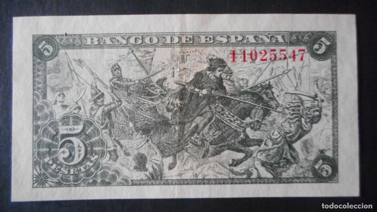 Billetes espa&ntilde;oles: 5 PESETAS 1945 / EBC / A - Foto 2