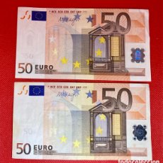 Billetes españoles: 2 BILLETES DE 50 EUROS FIRMADO DRAGHI LETRA V6 Y S7 AÑO 2002