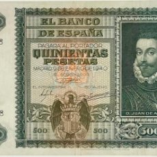 Billetes españoles: BILLETE DE 500 PESETAS 9 ENERO 1940 SERIE:A EBC+