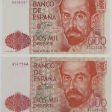 Billetes españoles: PAREJA 2000 PESETAS 22 JULIO 1980 S.S S.C PLANCHA