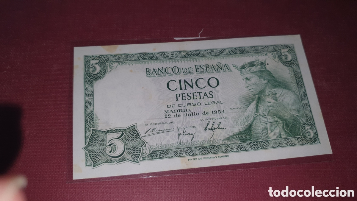Billetes espa&ntilde;oles: Billete 5 pesetas 1954 ebc - Foto 1