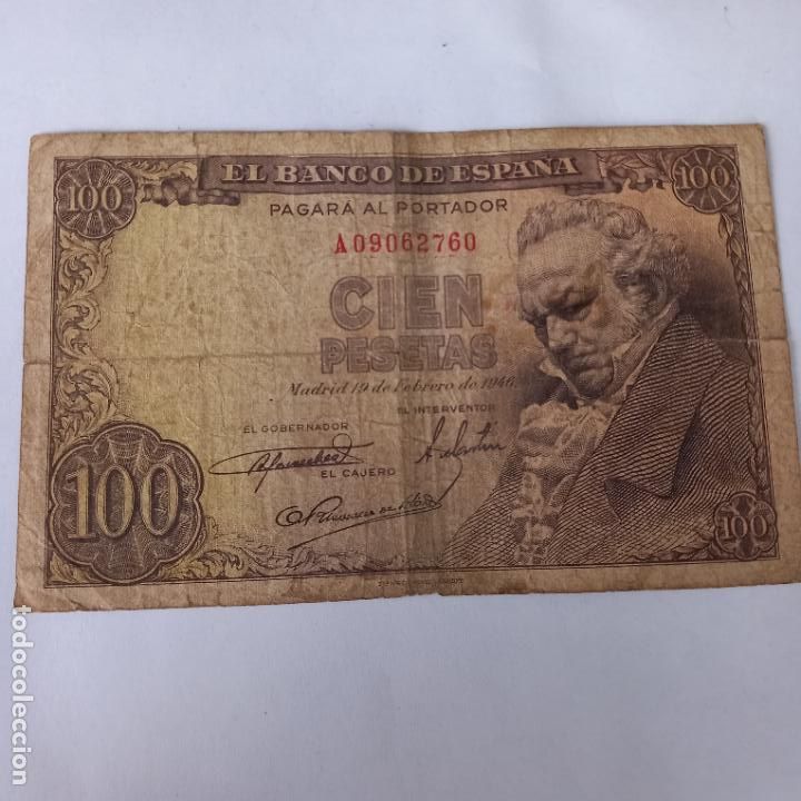 Billetes espa&ntilde;oles: BILLETE CIEN PESETAS 100 19 FEBRERO 1946 SERIE A FRANCISCO GOYA