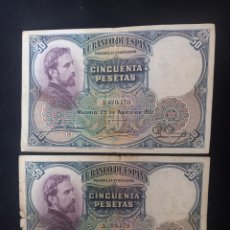 Banconote spagnole: LOTE 2 BILLETES 50 PESETAS. ROSALES 1931