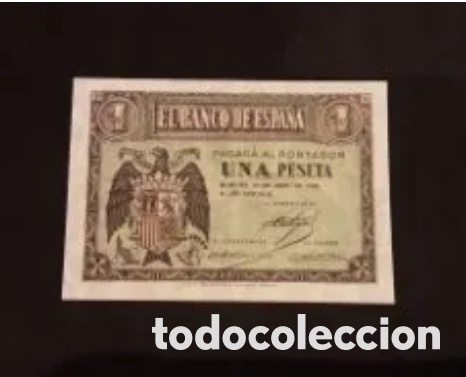 Spanish Banknotes: 1 peseta 1938 serie A rar&iacute;sima plancha lujo taco S/C