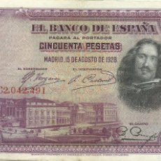 Billetes españoles: ESPAÑA - 50 PESETAS - 1928 - C2,042,491 - VELASQUEZ - FOTOS