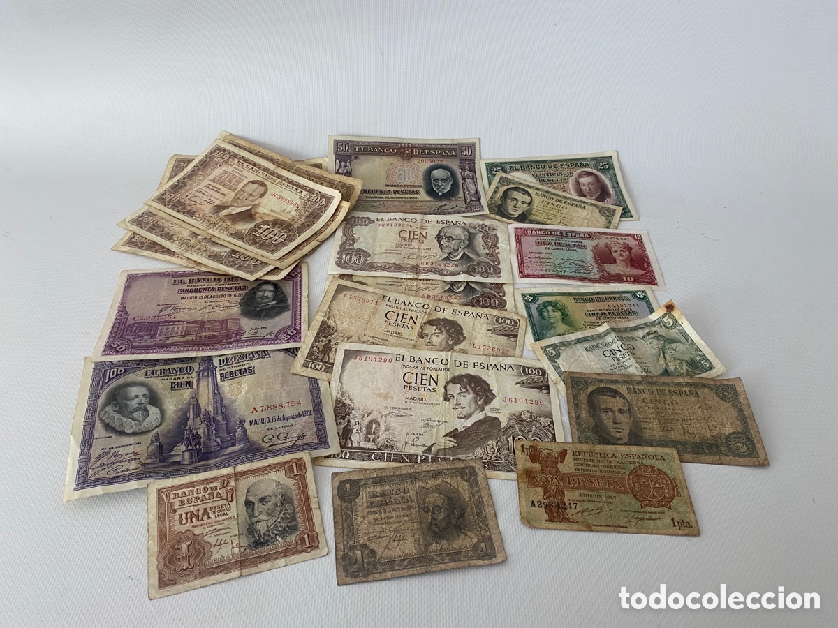 Banconote spagnole: Lote de 23 billetes de la Rep&uacute;blica y de Franco
