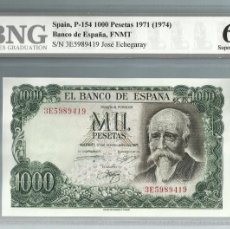 Billetes españoles: BILLETE 1000 PESETAS 1971 JOSE ECHEGARAY CERTIFICADO BNG 66 SERIE 3C SC UNC SIN CIRCULAR
