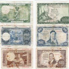 Billetes españoles: ESPAÑA SET 100 500 1000 PESETAS 1953-1965 CIRCULADOS (VER ESCANEO)
