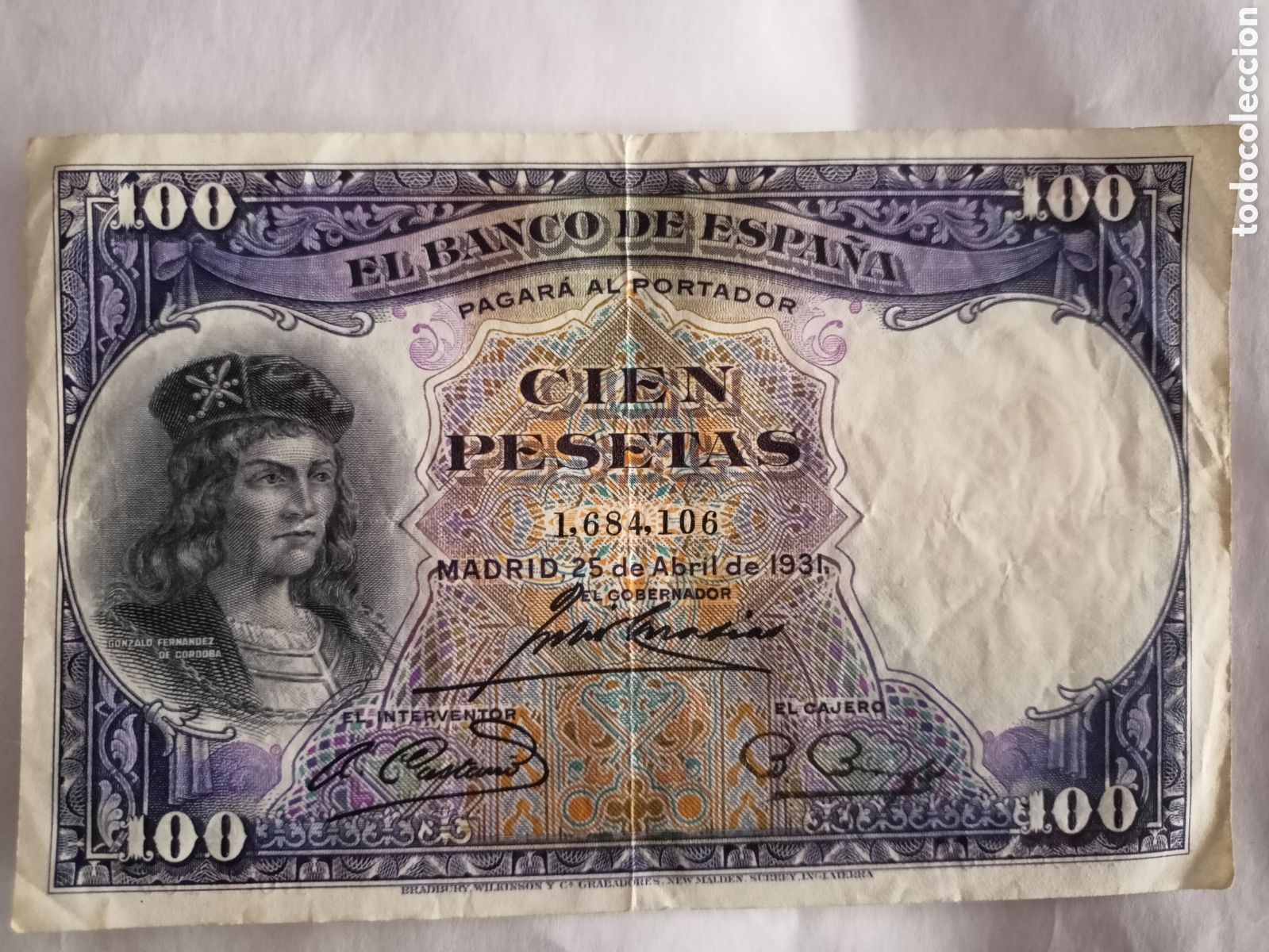 Spanish Banknotes: Billete 100 pesetas 25/04/1931 Banco de Espa&ntilde;a