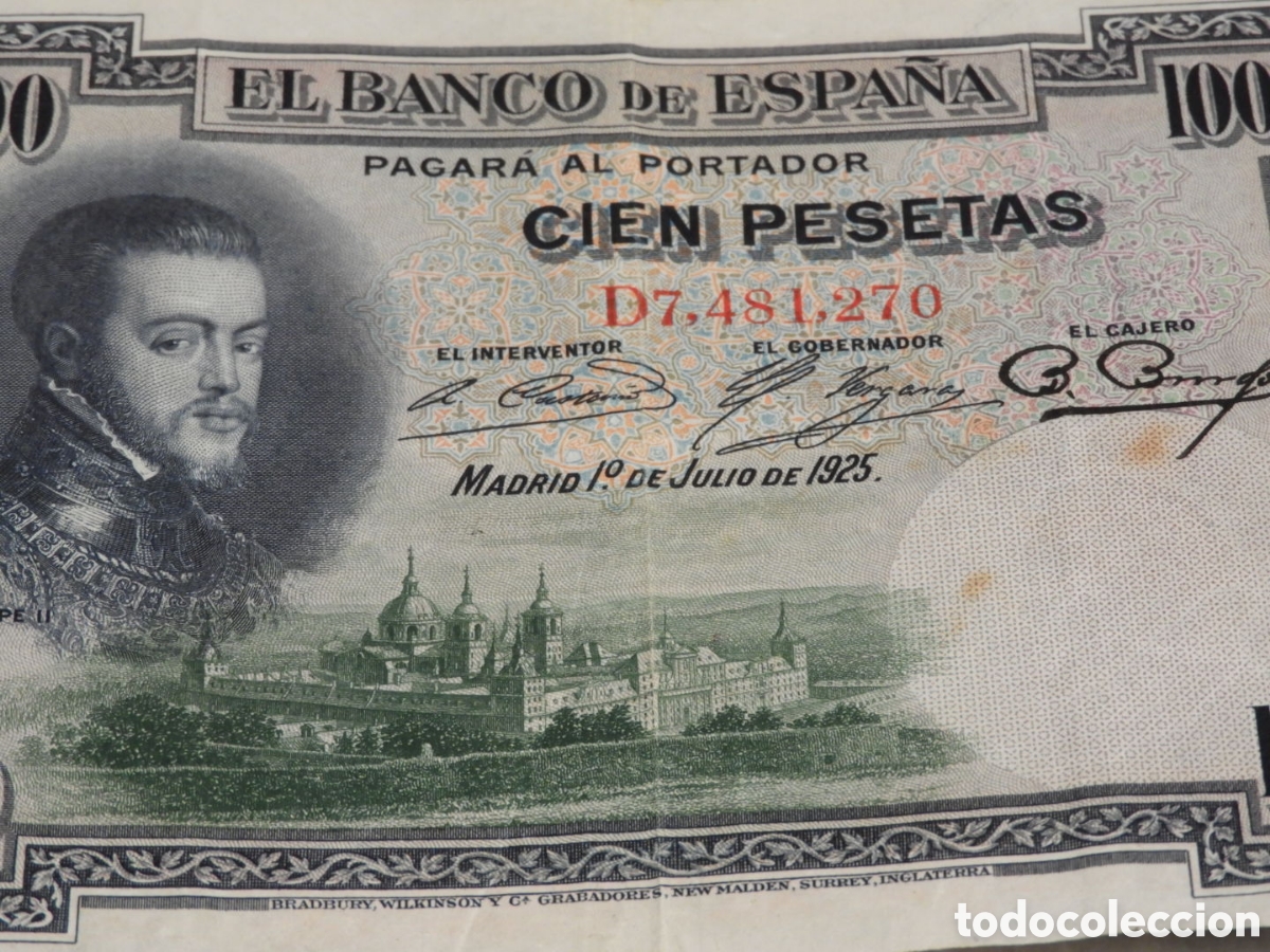 Billetes espa&ntilde;oles: Billetes 100 Pesetas 1925 - Foto 2