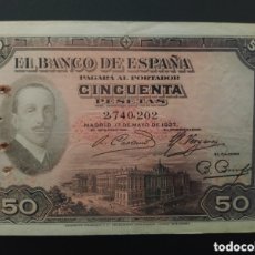 Billetes españoles: 50 PESETAS DE 1927 .....SIN SERIE...OJO SIN SELLO MUY ESCASO ......ES EL DE LAS FOTOS