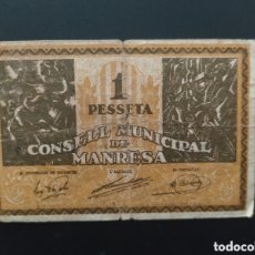 Billetes españoles: 1 PESETA DE 1937......CONSEJO MUNICIPAL DE MANRESA.......ES EL DE LAS FOTOS
