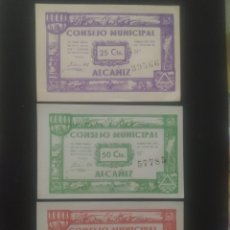 Billetes españoles: LOTE DE 3 BILLETES DISTINTOS DE 1937...... CONSEJO MUNICIPAL DE ALCAÑIZ.... .ES EL DE LAS FOTOS