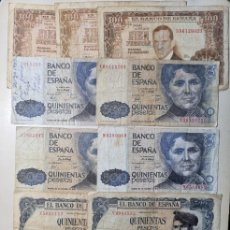 Billetes españoles: LOTE 9 BILLETES CIRCULADOS |SOLO ACEPTO PAYPAL| BILLETE 100 500 PESETAS 1953 1971 1979 LEER