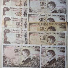Billetes españoles: LOTE 10 BILLETES CIRCULADOS |SOLO ACEPTO PAYPAL| BILLETE 100 PESETAS 1965 1970 LEER DESCRIPCION