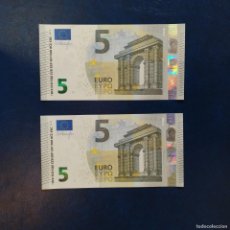 Billetes españoles: BILLETE PAREJA RADAR2 5 EUROS ESPAÑA V011J1 VB DRAGHI SIN CIRCULAR