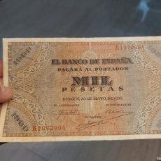 Billetes españoles: ESCASO Y DIFÍCIL BILLETE DE MIL PESETAS DE 1938 BURGOS