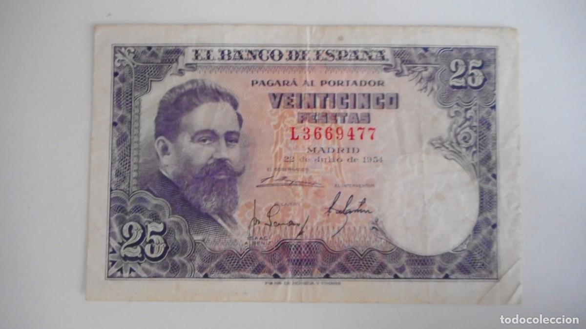 Billetes espa&ntilde;oles: 25 PESETAS 1954 MBC - Foto 1