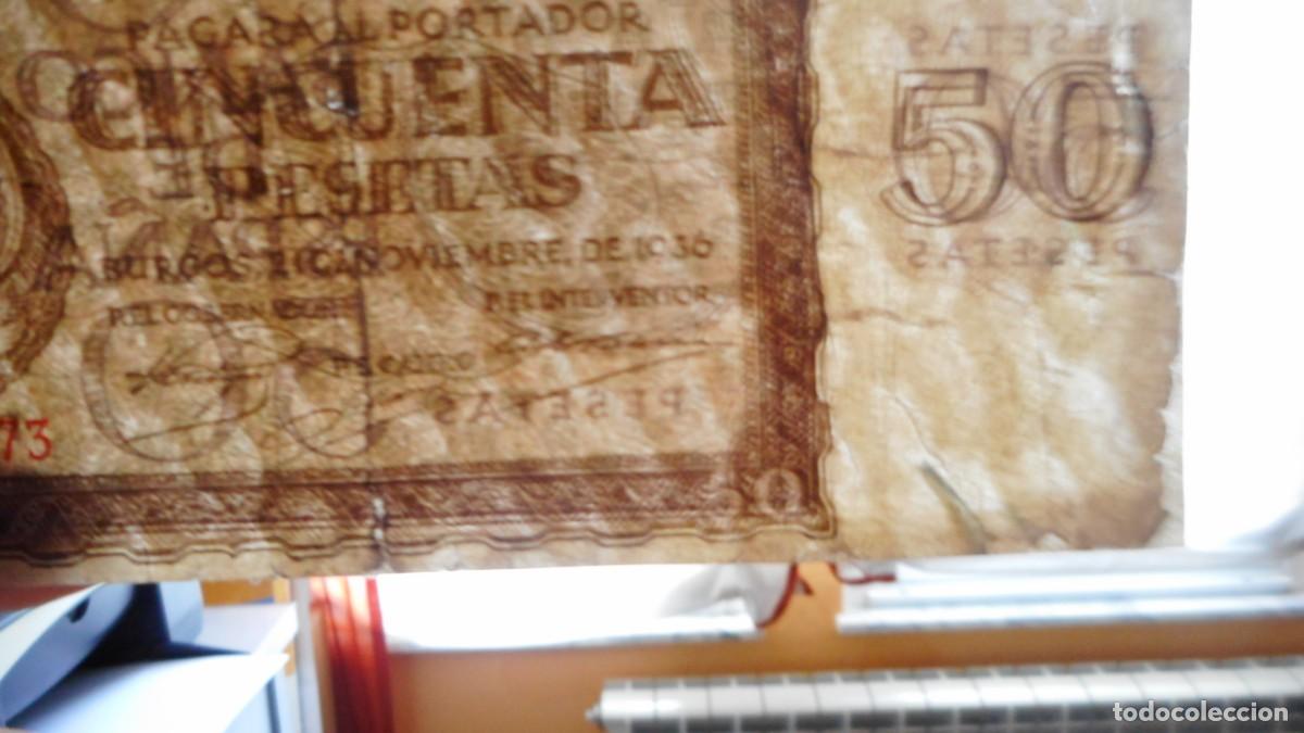 Billetes espa&ntilde;oles: 50 PESETAS 1936 / MBC+ - Foto 3