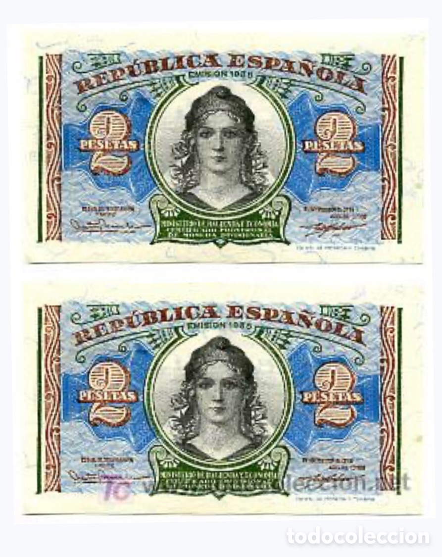 Spanish Banknotes: PAREJA 2 PESETAS 1938 PLANCHA LUJO