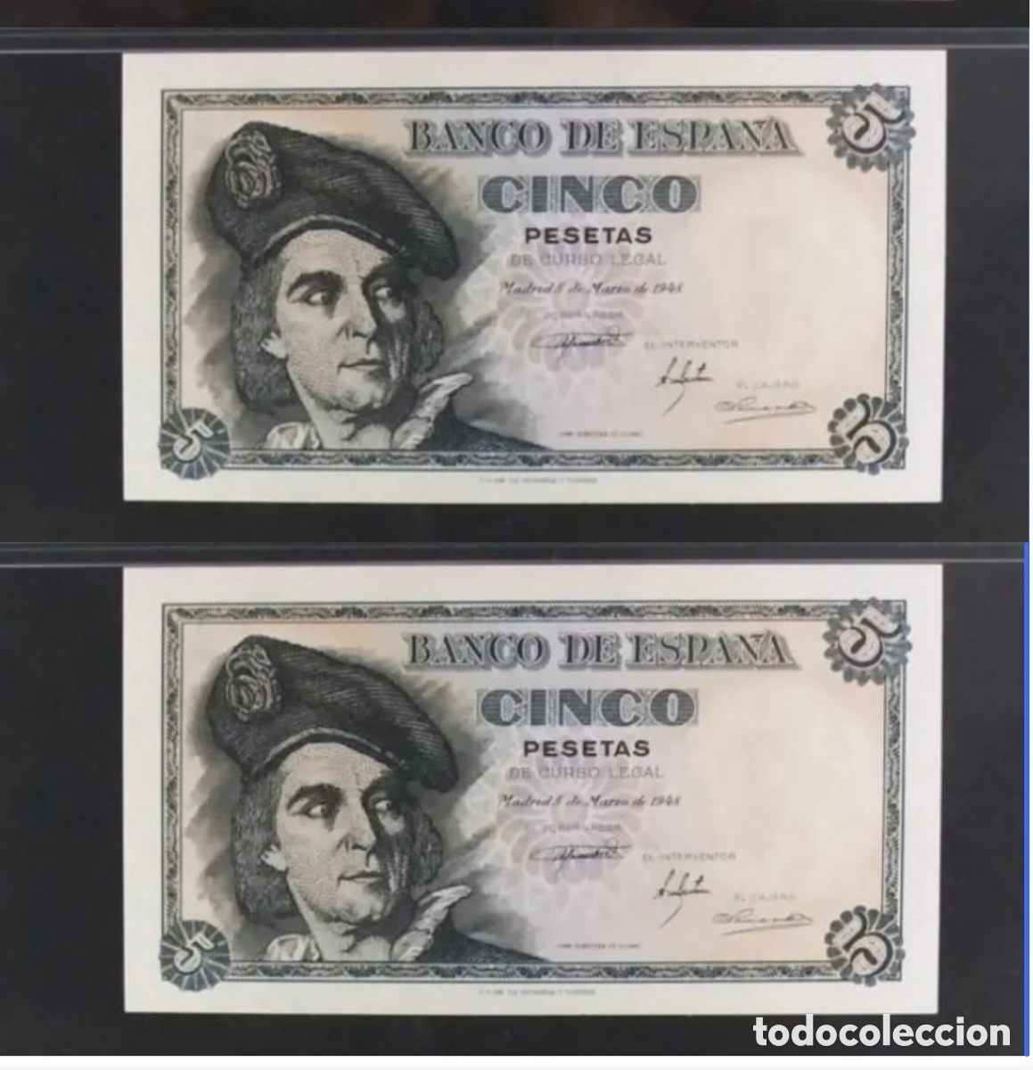 Spanish Banknotes: PAREJA CORRELATIVA 5 PESETAS 1948 , PLANCHA LUJO