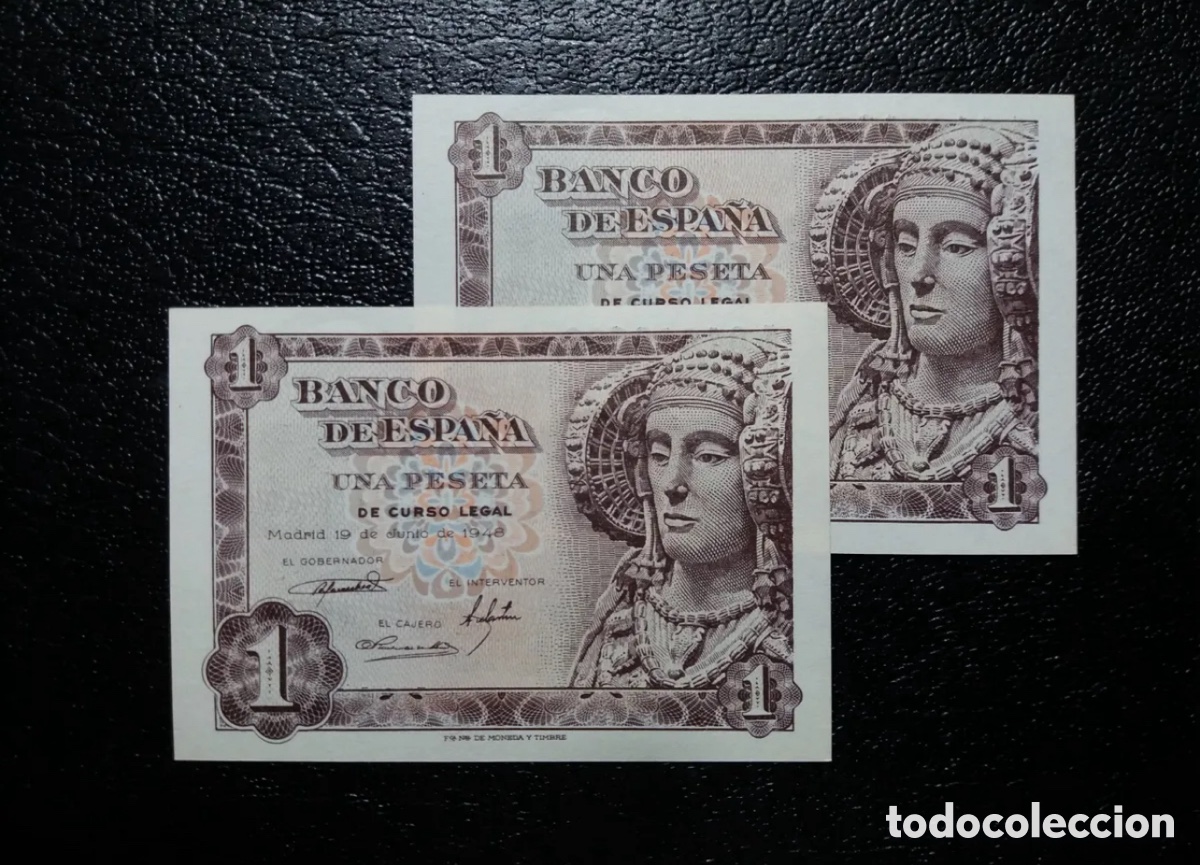 Spanish Banknotes: SIN SERIE / PAREJA CORRELATIVA 1 PESETAS 1948 PLANCHA LUJO