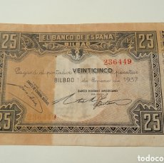Billetes españoles: 1 ENERO 1937 BILBAO 25,50 Y 100 PESETAS CIRCULADOS