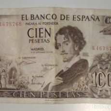 Billetes españoles: BILLETE DE ESPAÑA DE 100 PESETAS, GUSTAVO A. BECQUER, AÑO 1965