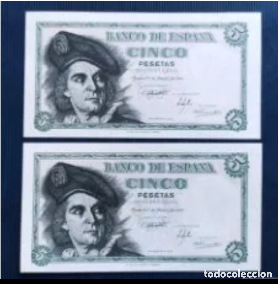 Billetes espa&ntilde;oles: Pareja correlativa 5 pesetas 1948 SC (UNC)
