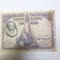 Billetes españoles: BILLETE DE 100 PESETAS DEL 15 DE AGOSTO DE 1928 BANCO DE ESPAÑA SIN SERIE EN RC+