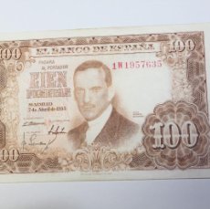 Billetes españoles: BILLETE DE 100 PESETAS DEL 7 DE ABRIL DE 1953 BANCO DE ESPAÑA SIN SERIE EN MBC