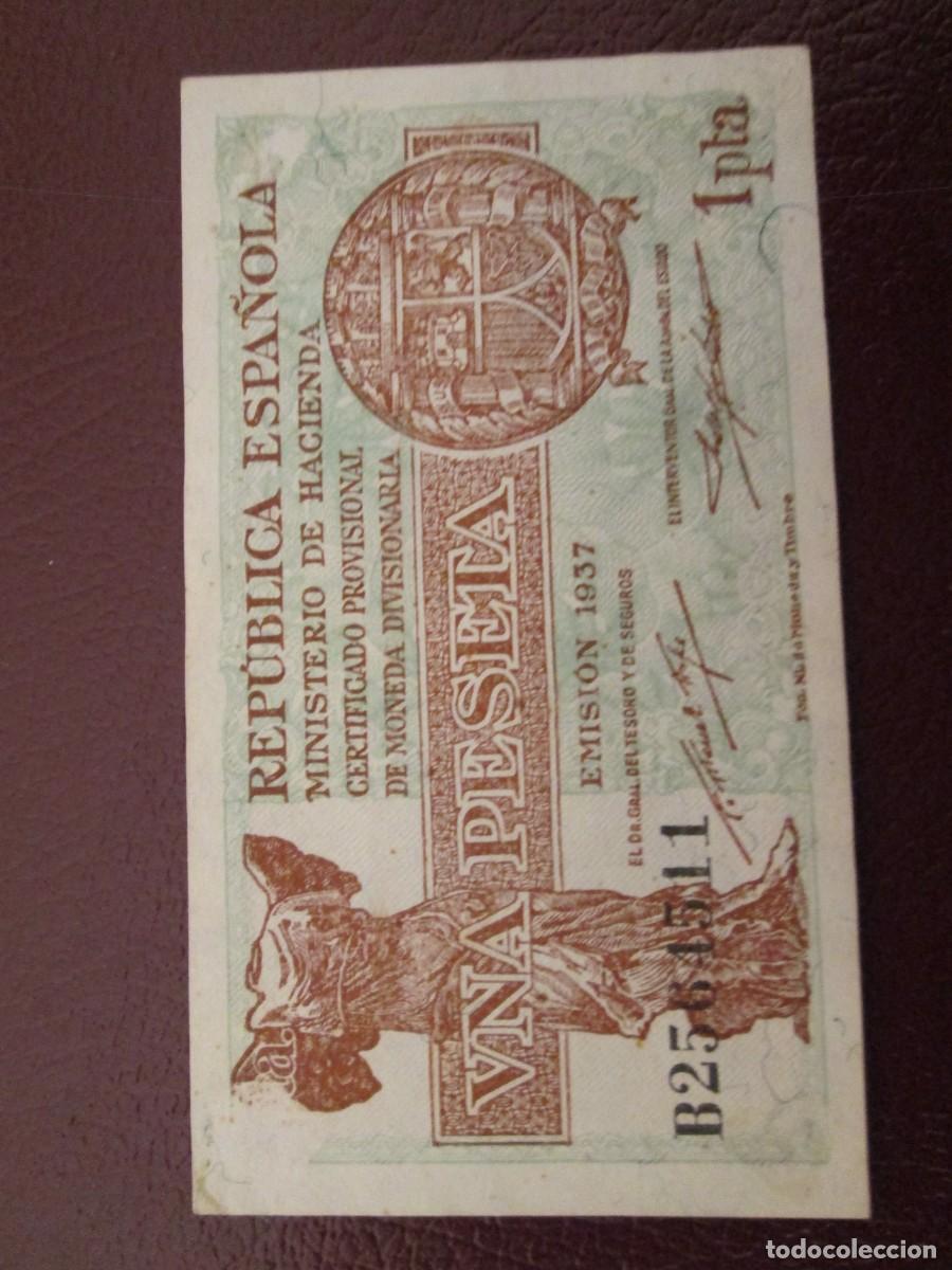 Billetes espa&ntilde;oles: 1 PESETA EMISION 1937 - Foto 3