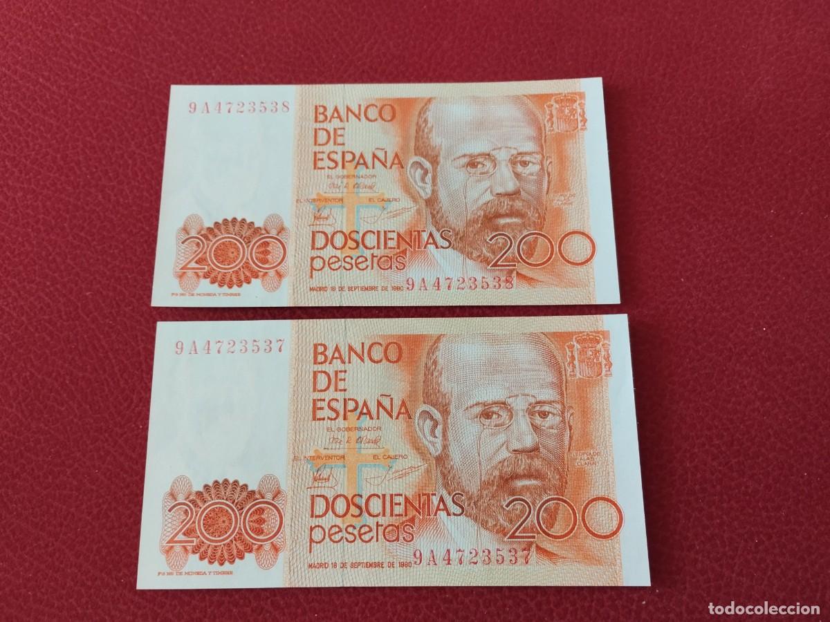 Billetes espa&ntilde;oles: Pareja de 200 pesetas serie especial 9 ,A