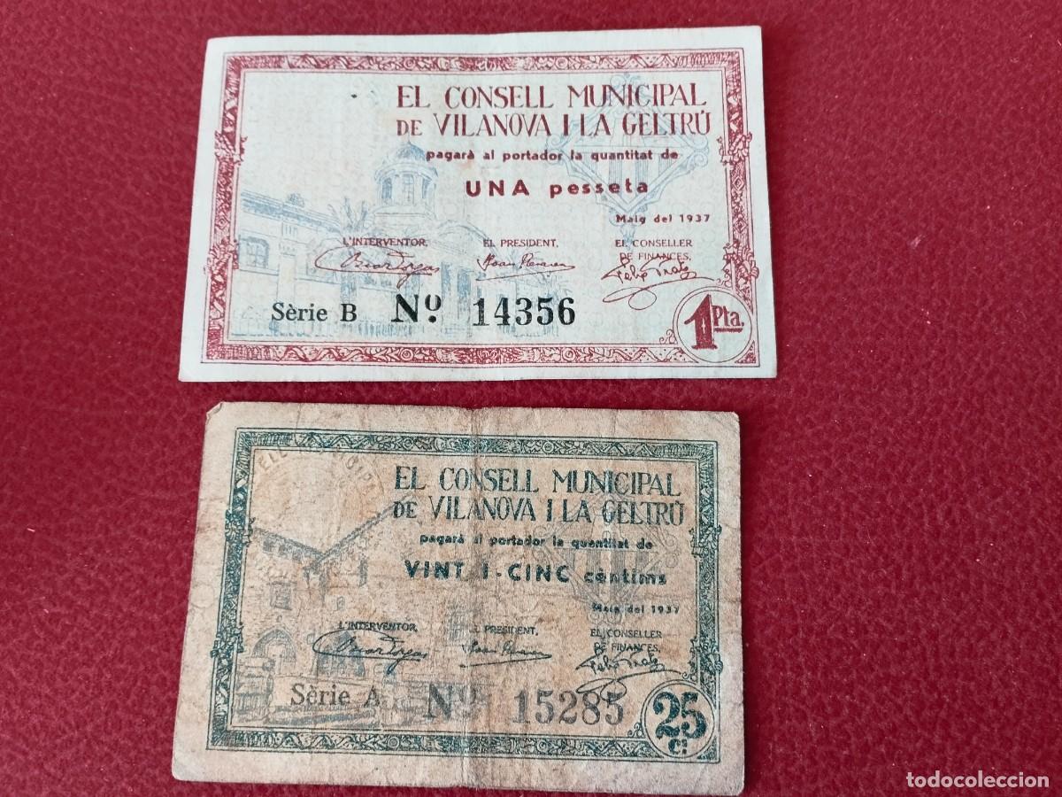 Billetes espa&ntilde;oles: Billete locale de Vilanova y la Geltr&uacute; letra A y B
