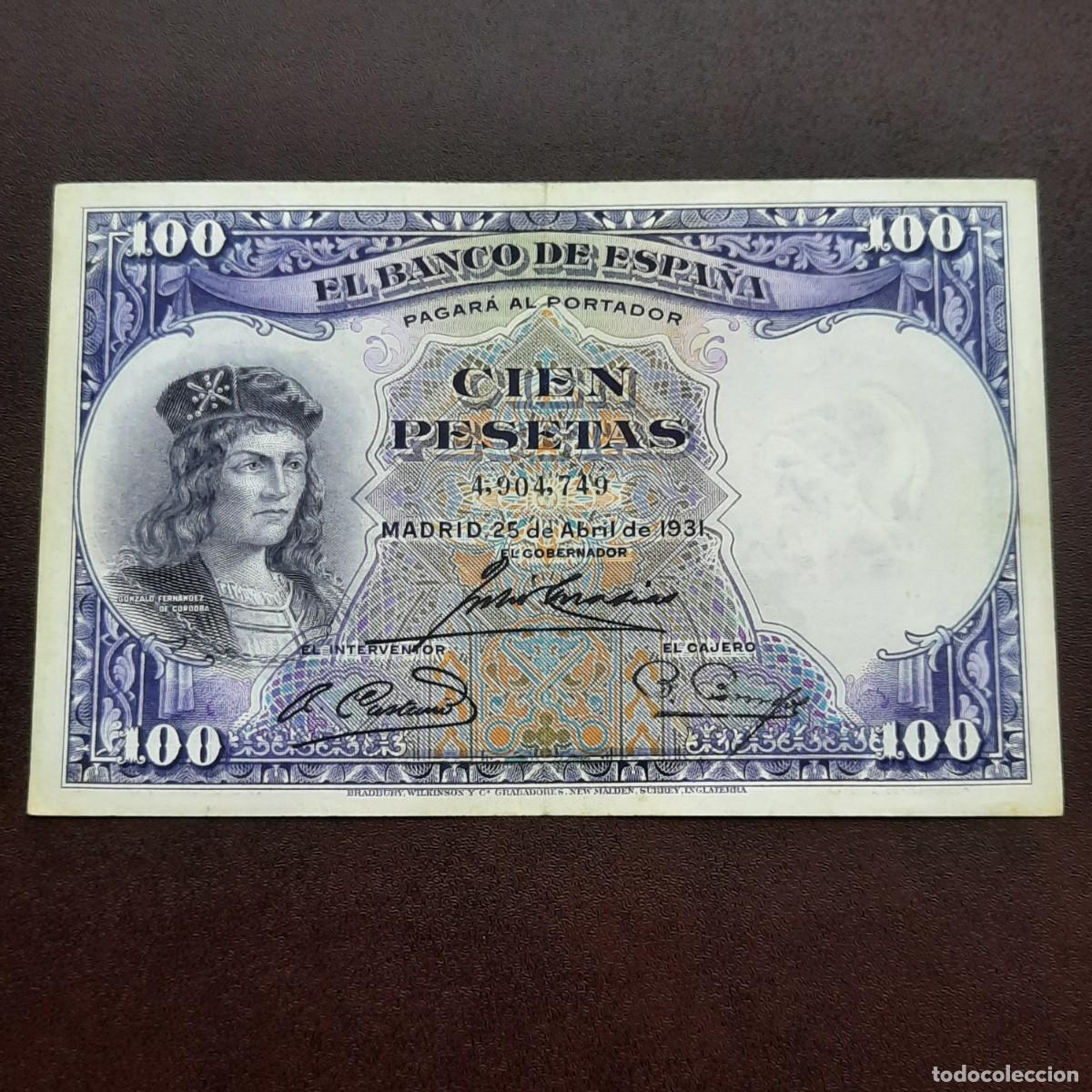 Billetes espa&ntilde;oles: BILLETE DE 100 PESETAS DEL A&Ntilde;O 1931 DE GONZALO FERNANDEZ DE CORDOBA.ORIGINAL%