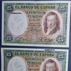 Billetes españoles: ESPAÑA LOTE DE 2 BILLETES DE LA 2ª REPUBLICA DE 25 PESETAS AÑO 1931 CIRCULADOS.