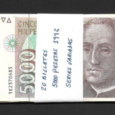 Billetes españoles: 20 BILLETES 5000 PESETAS 1992 SERIES VARIADAS MBC