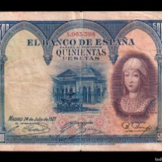 Banconote spagnole: ESPAÑA 500 PESETAS ISABEL LA CATÓLICA 1927 PICK 73 MBC VF