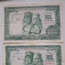 Billetes españoles: LOTE DOS BILLETES 1000 PTS. 29 NOVIEMBRE DE 1957 SERIES E Y H