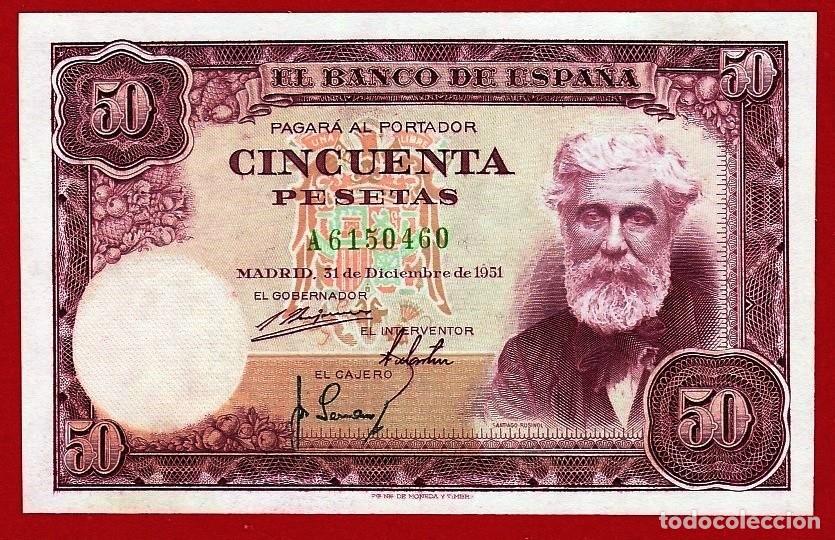 Banconote spagnole: 50 Pesetas, 1951 ''Rusi&ntilde;ol'' Serie A , SC-