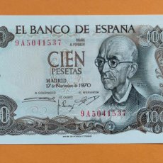 Banconote spagnole: BILLETE DE ESPAÑA, 100 PESETAS 17.11.1970 - P152 (152A) - CONSERVACIÓN EBC (AUNC) - SERIE: 9A504153