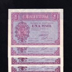 Billetes españoles: 6 BILLETES CORRELATIVOS 1 PESETA 1937 SERIE F S/C