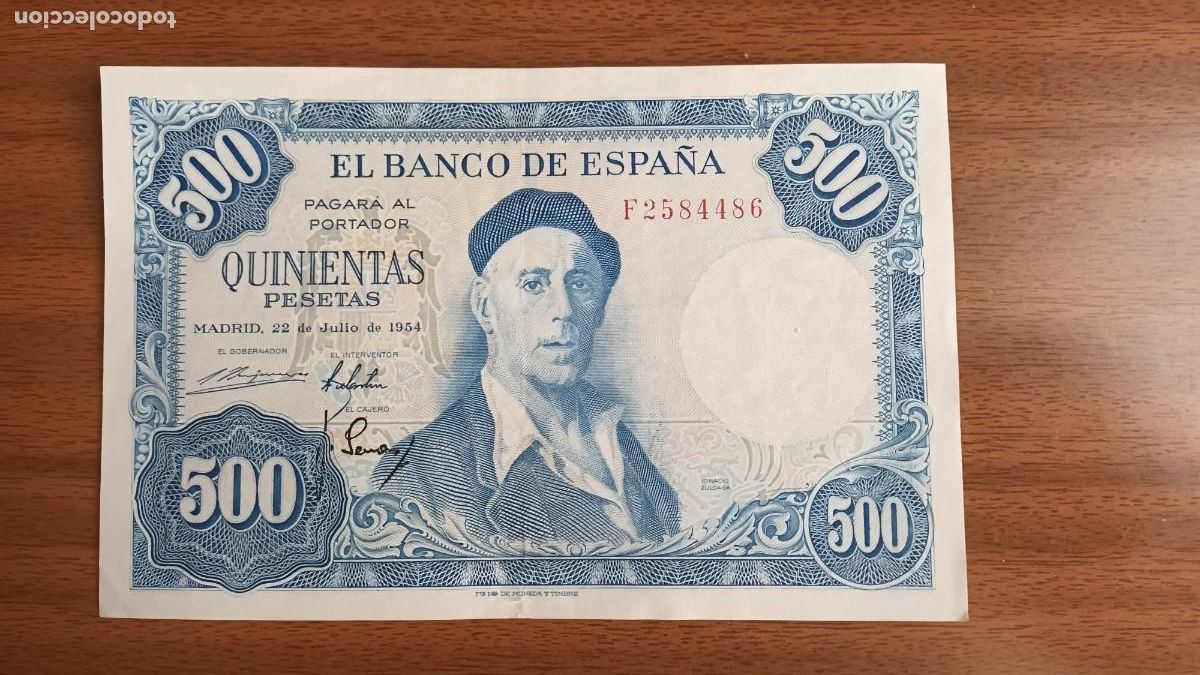 Billetes espa&ntilde;oles: Billete 500 pesetas 1954 - Foto 1