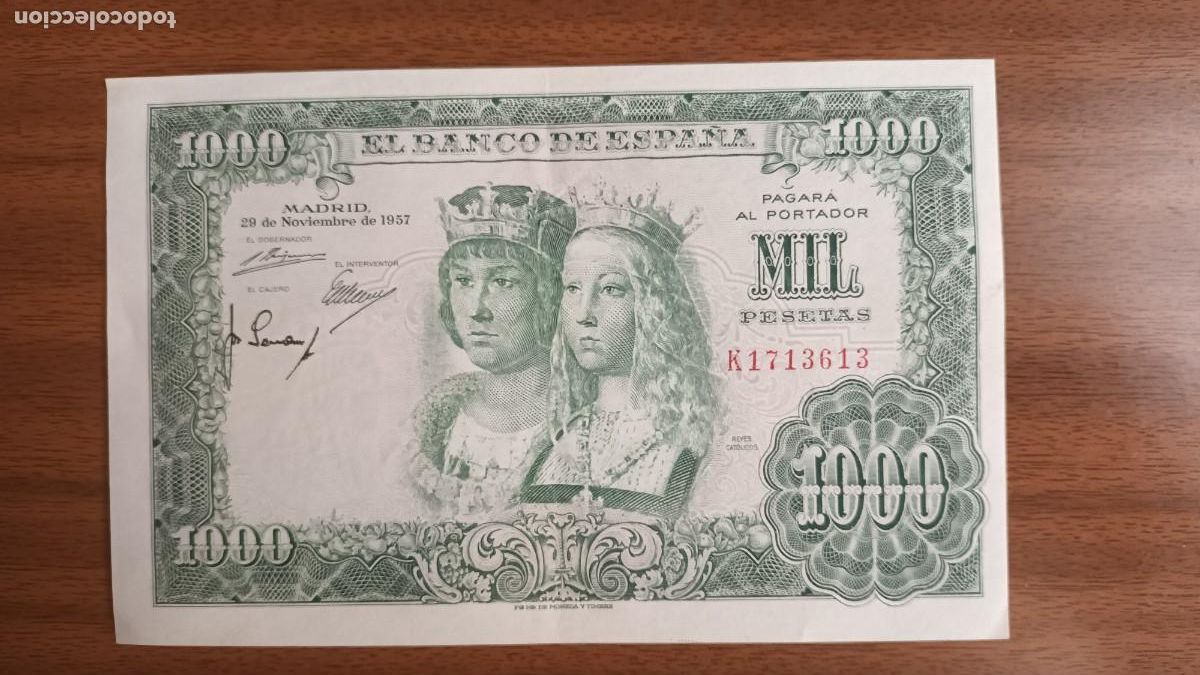 Billetes espa&ntilde;oles: Billete 1000 pesetas 1957 - Foto 1