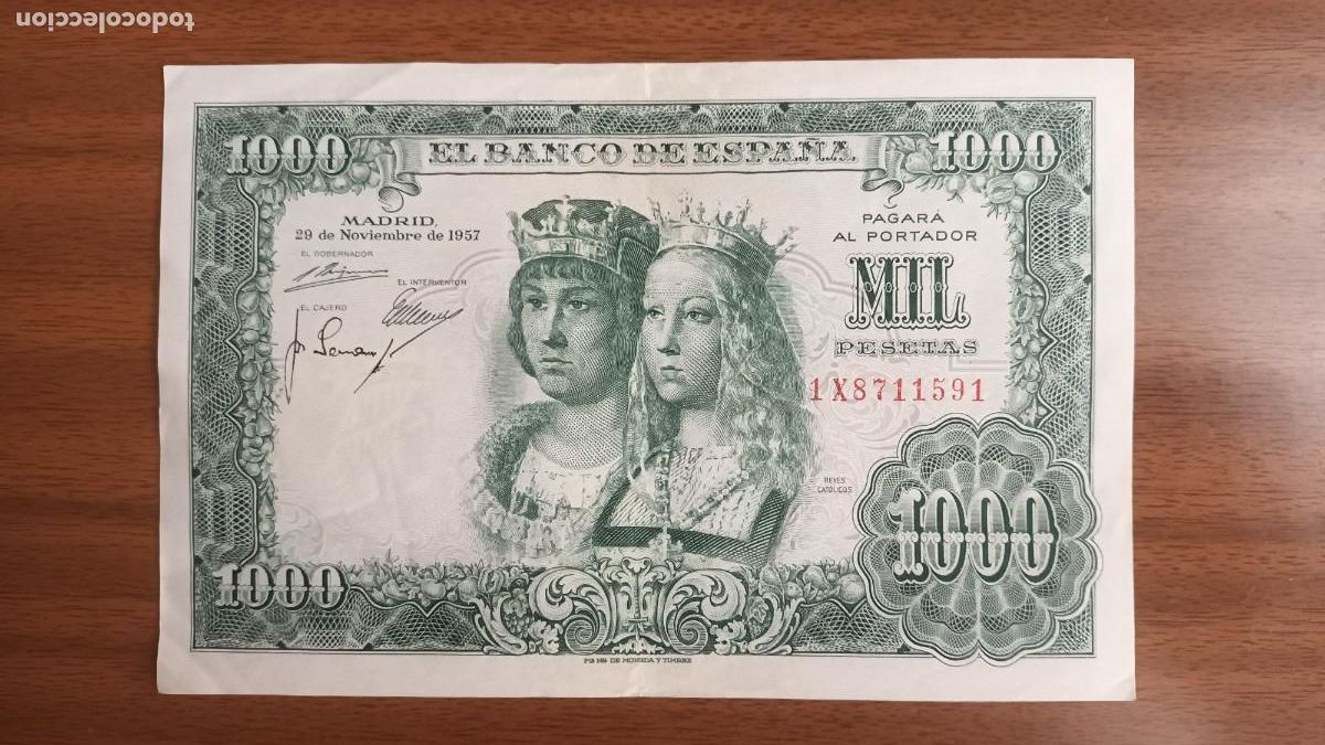 Billetes espa&ntilde;oles: Billete 1000 pesetas 1957 - Foto 1