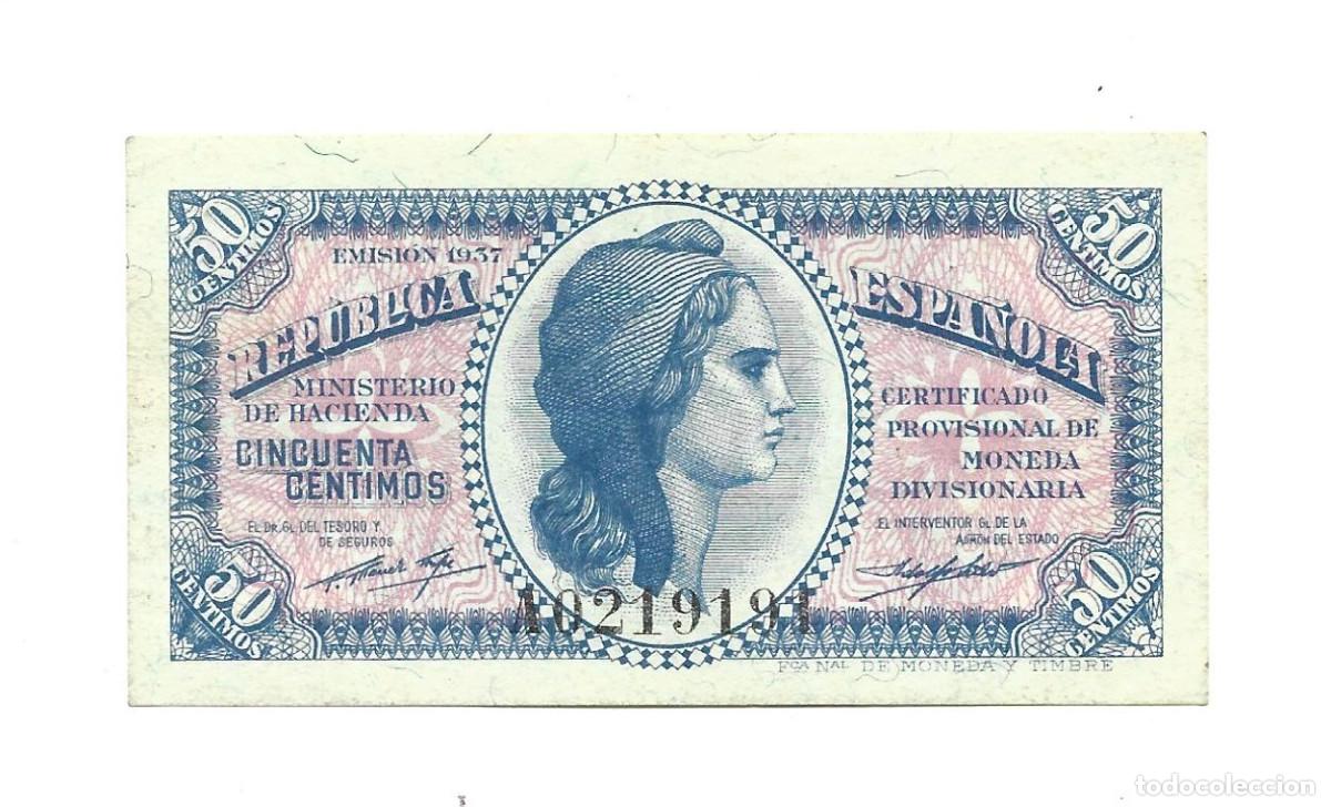 Notas espanholas: 50 CENTIMOS-EMISION 1937-SC