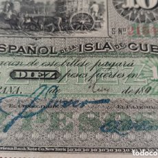 Billetes españoles: BILLETE 10 PESOS BANCO ESPAÑOL DE LA ISLA DE CUBA 1896. FIRMA A GOMIGRAFO Y FECHA A MANO